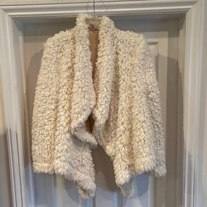 Free People Faux fur jacket cascading front, winter white